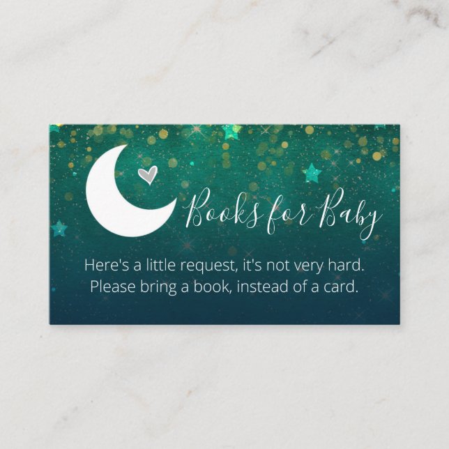 Carte De Visite Over the Moon Baby shower Books for Baby Request (Devant)
