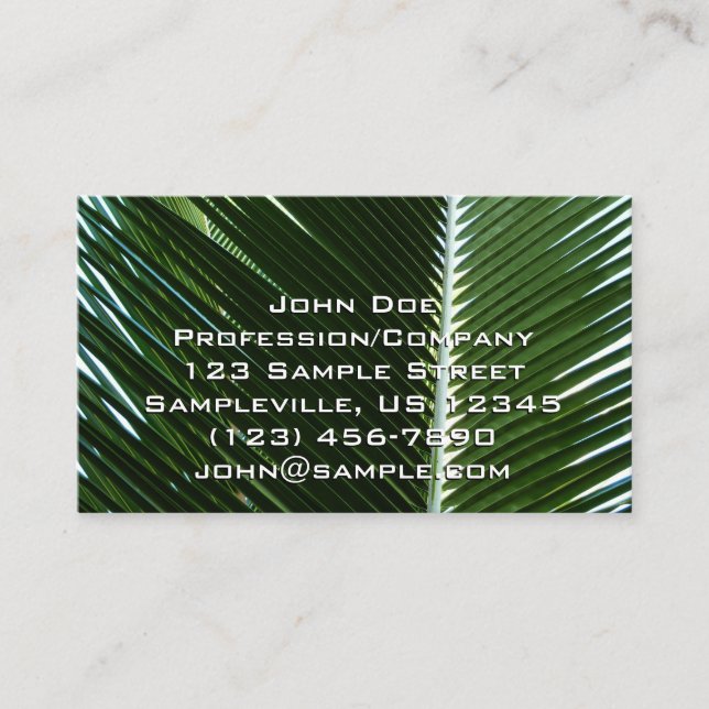 Carte De Visite Overlapping Palm Fronds Tropical Green Abstract (Devant)