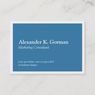 Carte De Visite Oversize blanc bordure solide colbalte bleu classi