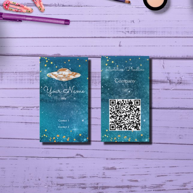 Carte De Visite OVNI - galaxie artistique - code QR (Créateur téléchargé)