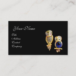 Carte De Visite OWLS JEWEL, Or, Sapphire Bleu, Topaz Pearle Blanch