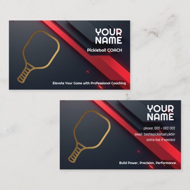 Carte De Visite Own text, Precision Play Pickleball Coach (Devant / Derrière)