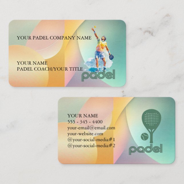 Carte De Visite Padel Business Card - Vibrant Padel Style 2 (Devant / Derrière)