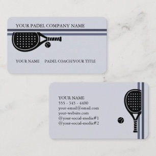 Carte de visite Padel - Style Padel élégant Gris N