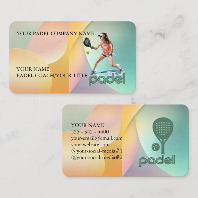 Carte de visite Padel - Style vibrant Padel 3 (Devant / Derrière)