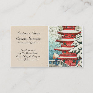 Carte De Visite Pagode dans la neige Kawase Hasui shin hanga art