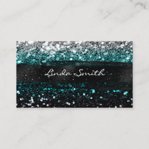 Carte De Visite Pailleté confetti multicolore sarcelle avec traits