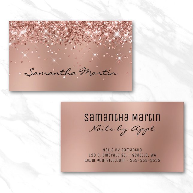 Carte De Visite Pailleté Flou Rose Doré (Glittery Rose Gold Blur Business Card)