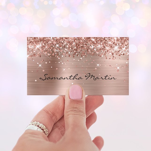 Carte De Visite Pailleté Or Rose Feuille (Glittery Rose Gold Foil Business Card)