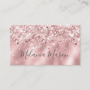 Carte De Visite Paillette holographique élégante Maquilleuse Rose