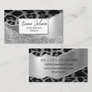 Carte De Visite Paillettes Argent Léopard pour Femmes Beauté DIY