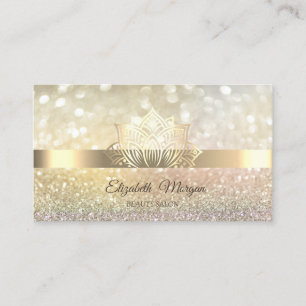 Carte De Visite Paillettes Bokeh Or,Fleur de Lotus Dorée Yoga
