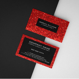 Carte De Visite Paillettes Bokeh Rouges & Étincelles avec Accents