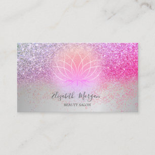 Carte De Visite Paillettes Confettis Argent Élégant Lotus