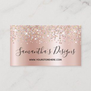 Carte De Visite Paillettes Confettis Brillants Rose Doré Dégradé