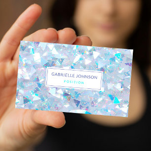 Carte De Visite Paillettes de confetti bleu iridescent moderne   