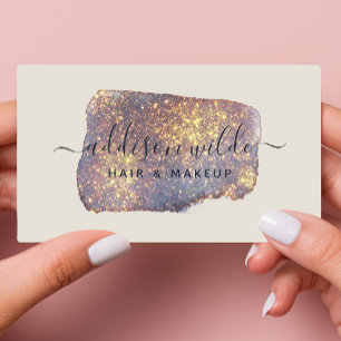 Carte De Visite Paillettes de Glam Or Violet Iridescent
