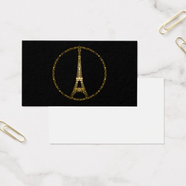 Carte de visite paillettes dorées Tour Eiffel (Bureau)