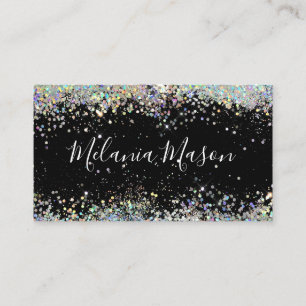 Carte De Visite Paillettes holographiques Maquilleuse Code QR Noir