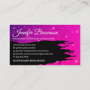 Carte De Visite Paillettes Luxe Rose Lumineux