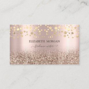 Carte De Visite Paillettes ombrées rose doré élégantes et confetti