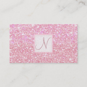 Carte De Visite Paillettes Rose Clair Chic Glamour Luxueux Salon S
