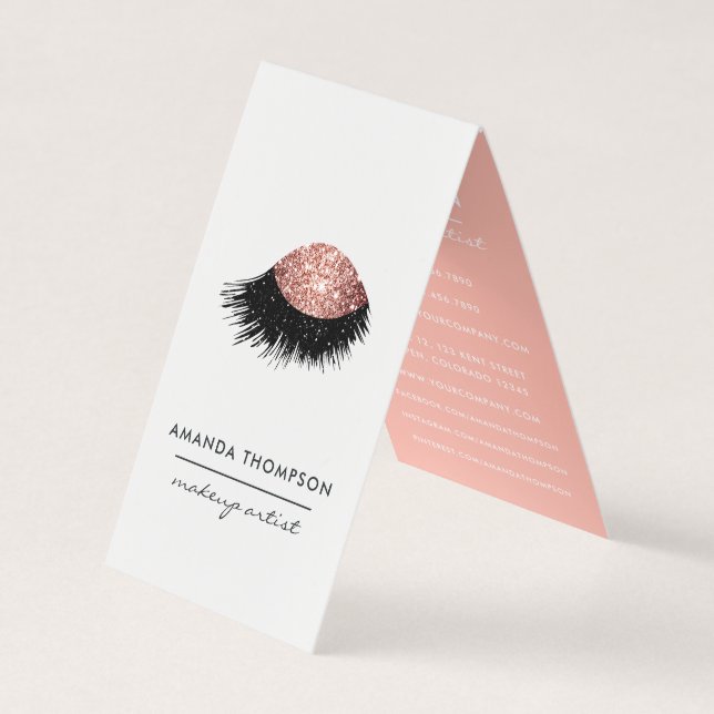 Carte De Visite Paillettes Rose Gold pour les Yeux (Devant)