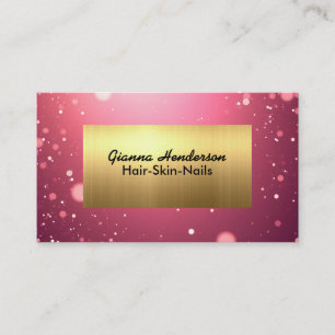 Carte De Visite Paillettes roses et or élégant 