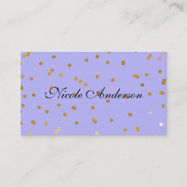 Carte De Visite Paillettes violettes et orées Points de confettis  (Devant)