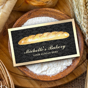 Carte De Visite Pain Français Baguette Boulangerie Or Noir
