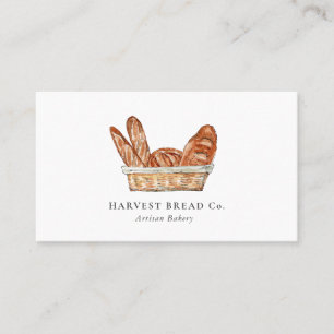Carte De Visite Pains aquarelles dans un panier Boulangerie