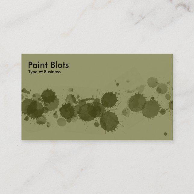 Carte De Visite Paint Blots - Dk Olive sur Khaki (Devant)