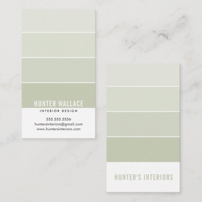 Carte De Visite PAINT SWATCHIP design moderne ombre vert (Devant / Derrière)