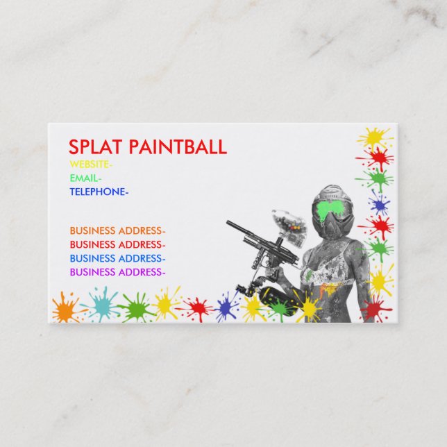 Carte De Visite Paintball (Devant)