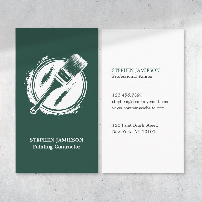 Carte De Visite Painter & Decorator Service Green and White  (Créateur téléchargé)