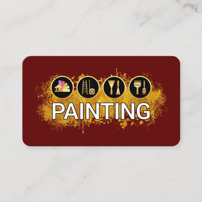 Carte De Visite Painter's Tool Gold Paint Splatter (Devant)