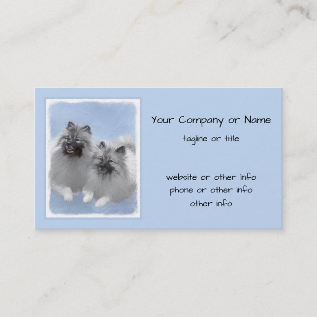 Carte De Visite Paire de Keeshond - Peinture originale d'animaux - (Devant)