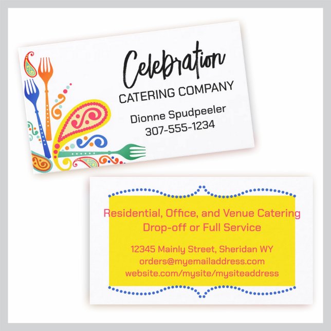 Carte De Visite paisley forks chef de cuisine classe restauration (Créateur téléchargé)