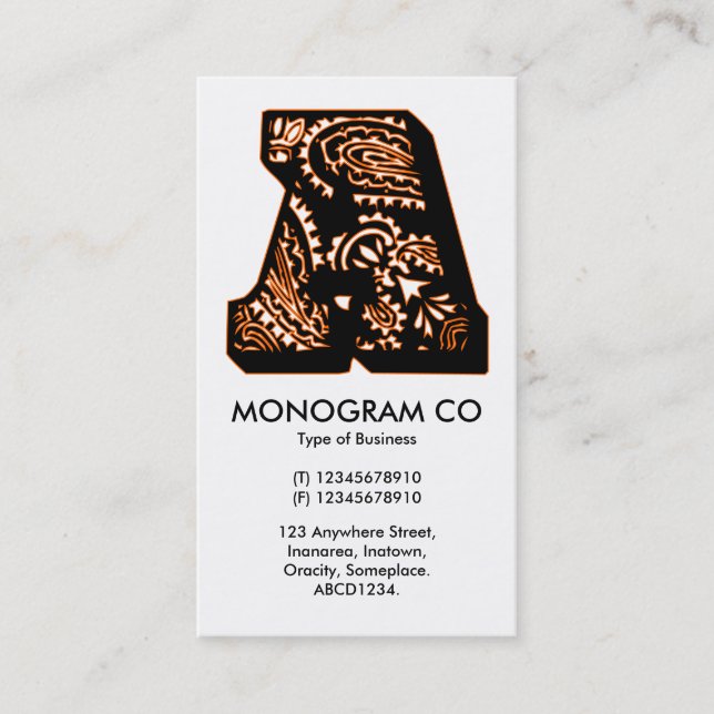 Carte De Visite Paisley Monogram - A (Devant)