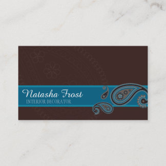 Carte De Visite PAISLEY MOTIF mignon jolie rétro turquoise turquoi