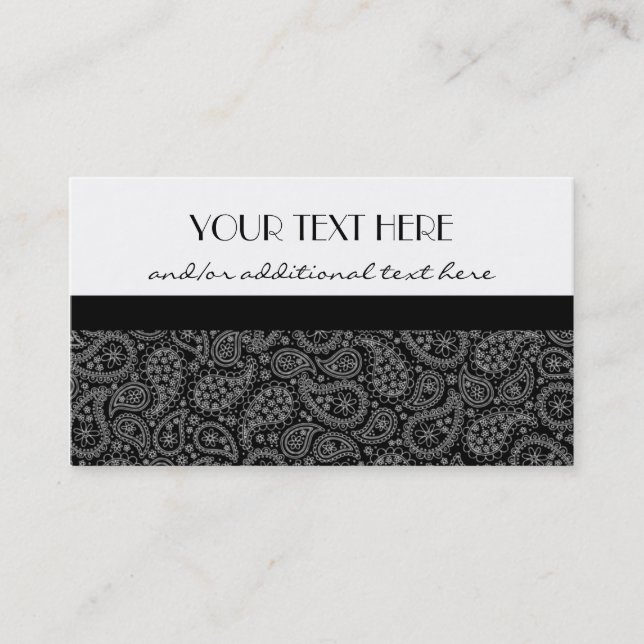 Carte De Visite Paisley noir et blanc (Devant)
