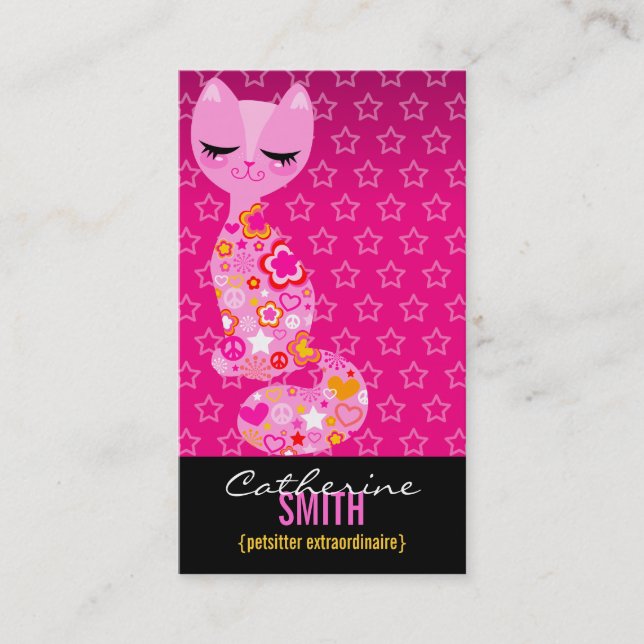Carte De Visite Paix et amour Kitty (vertical) (Devant)