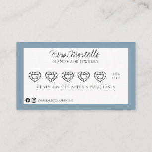 Carte De Visite Pale Blue Gem Script Logo Bijoux artisanal Fidélit