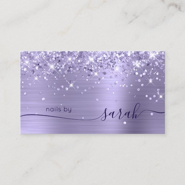 Carte De Visite Pale Lavender Glittery Glam Signature élégante (Devant)