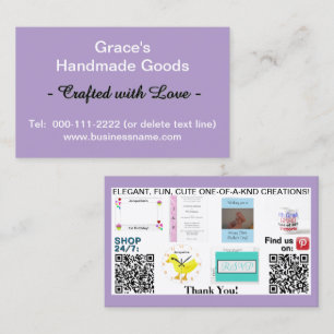 Carte De Visite Pale Purple Business QR Code Logo Photos 3.5 x 2.0