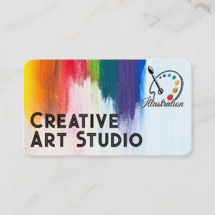 Carte De Visite Palette d'artiste Traits de pinceau colorés Cr