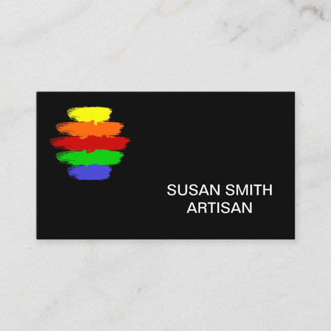 Carte De Visite Palette de couleur arc-en-ciel noir (Devant)