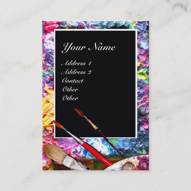 Carte De Visite PALETTE DE COULEUR ARTISTE MONOGRAM Peintre, Artic (Devant)