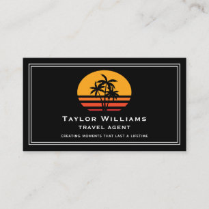 Carte De Visite Palm Trees Sunset Tropical Beach Agent de voyage a