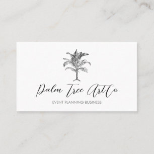 Carte De Visite Palmier d'arbre classique simple blanc